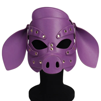 Slave Roleplay Erotic Costumes of Leather Pig Head Hood Mask for Men Gay Bdsm Bondage Pet Play Headgear Sex Toy Exotic Accessory