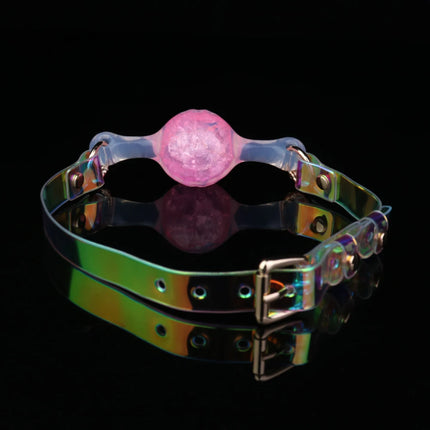 LEZEE Multi-color Open Mouth Gag Breathable Ball Gags Colorful Environmental Protection Belt Crystal Oral Ball For Role-playing