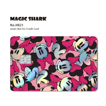 Magic Shark Mickey Minnie Stitch Donald Duck Bear Princess Holographic Film Shinny Laser Skin Sticker for Debit Credit Card