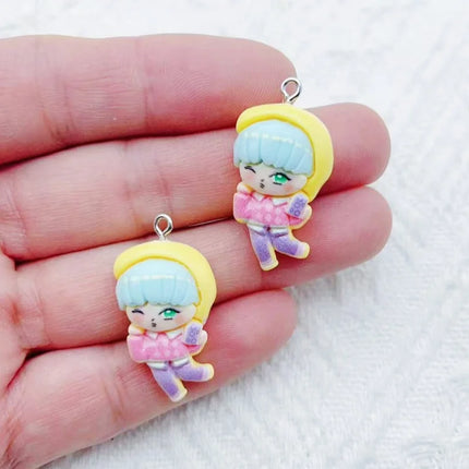 10pcs resin cartoon character jewelry earrings necklaces bracelets pendants DIY accessories