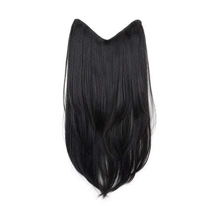 22Inch Synthetic Long Micro Curly Layered Hair Extension Patch Natural Looking Invisible One Piece Wig for Women