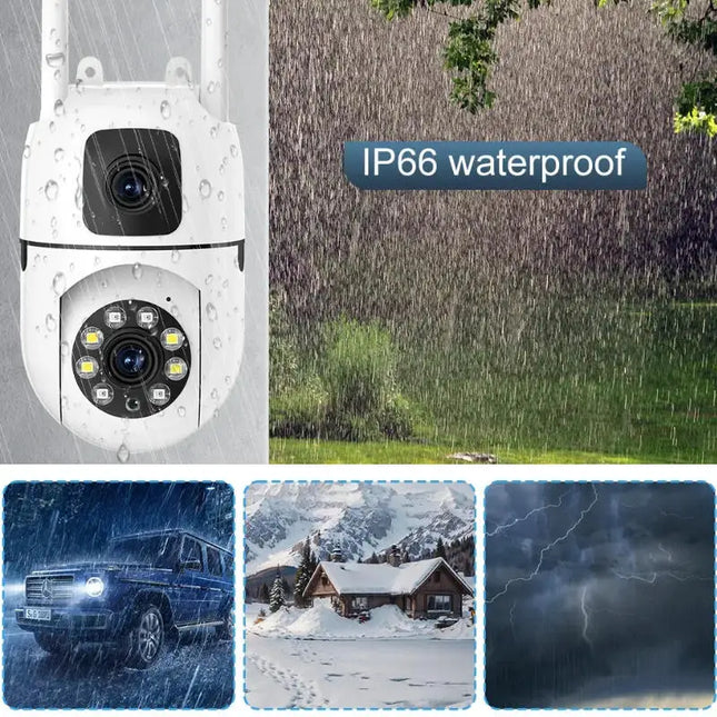 8MP HD WiFi Camera Security Wireless Outdoor Waterproof Dual Lens Dual Screen AI Human Tracking Color Night Vision Baby Monitor