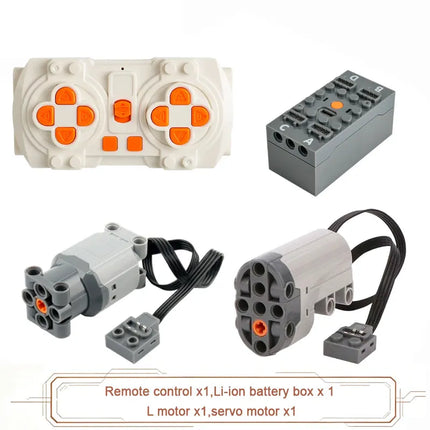 MOC Blue-tooth APP Remote Control Set - Rechargeable Battery Box Motor Set Speed Controller for PF Building Block Modifications