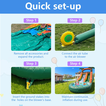 21ft Portable Jungle Water Slide for Kids Thickened Commercial PVC Inflatable Play Center Outdoor Backyard Lawn Summer Swimming Pool Birthday Party (without Blower)