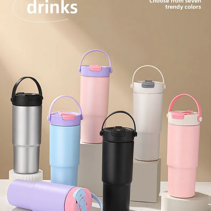 Large Capaci Cerc Inner Lid Insulated Mug Portable Car Coffee Cup Sports Water Bottle Fem High Aesthetic Value