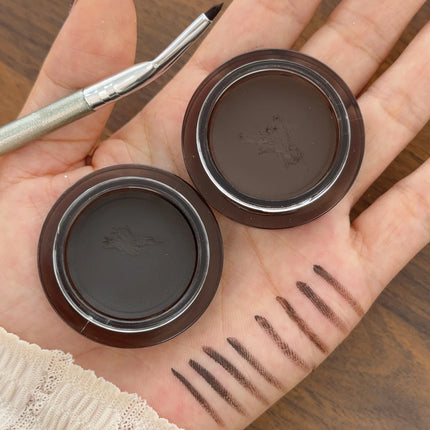 Black Brown Eyeliner Cream with Makeup Brushes Waterproof Lasting Matte Non Smudging Eye Liner Eyebrow Dual Purpose Cosmetics