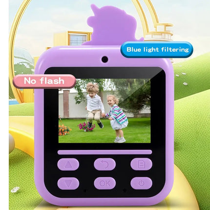 Children's Instant Camera Unicorn Cartoon Design High-Definition Dual Camera Thermal Instant Printing Can Take Photos and Videos Educational Toy Gift/Cartoon Unicorn Children's Digital Camera Thermal Instant Printing Instant