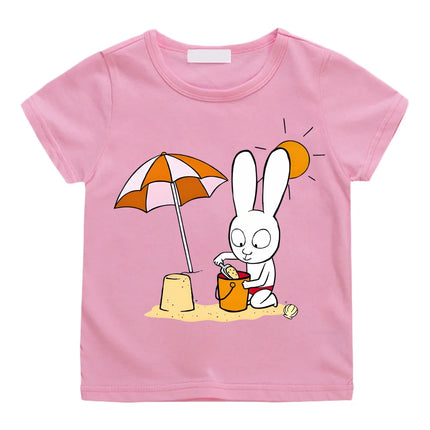 Simon Summer Holiday Kids T-shirt 2026 NEW Simon Super Rabbit Children's Cartoon T-shirts 100% Cotton Cartoon Boys/girls T Shirt
