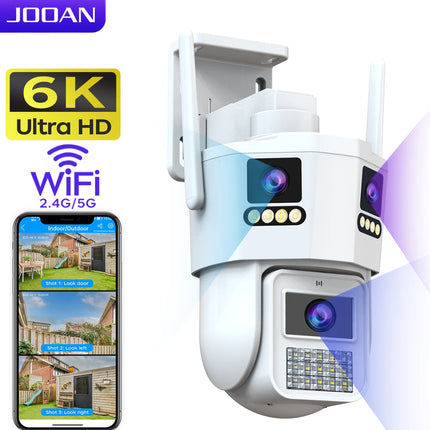 JOOAN 6K HD Three Lens PTZ IP Camera Outdoor Three Screen 5G WiFi Security Camera Ai Human Detection CCTV Video Surveillance
