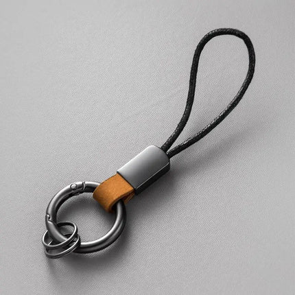 Genuine Leather Key Chains for Men Women Car Keychain Lanyard Cotton Rope Strap Metal Keyring Gift Trendy Key Holder