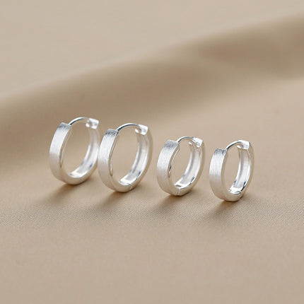 Plain loop Ear Buckle New Fashion Simple Brushed Hoop Earrings For Women Stainless Steel Earrings  boucles d'oreilles perle