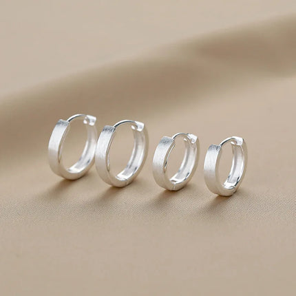 Plain loop Ear Buckle New Fashion Simple Brushed Hoop Earrings For Women Stainless Steel Earrings  boucles d'oreilles perle