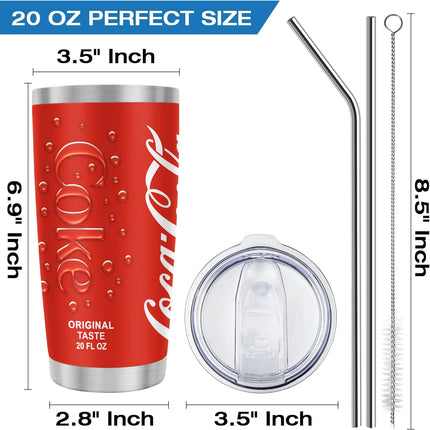 20oz Cherry  Lemon Orange juice Coke Can Vacuum cup Double Stainless Steel Water Bottle with Straw for Hot or Cold Drink Tumbler