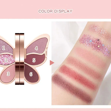 Butterfly Eye Shadow Six Color Eyeshadow Palette Easy to Color Glitter Matte Makeup Make-up For Women Korean Cosmetics Makeup