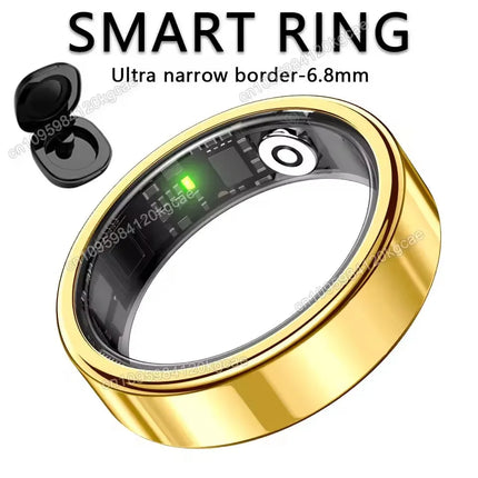 New R09 Smart Ring Men Women with Charging Case,Heart Rate Blood Oxygen,Skin Temperature Monitor,5ATM Waterproof For Android