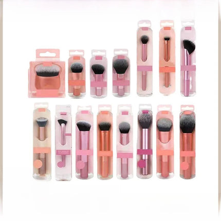 Portable Makeup Brush Set Foundation Blush Highlighter Brush Long Handle Artificial Fiber Brushes Box Packaged for General Use