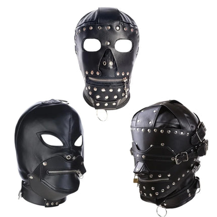 YSJBM Exotic Headgear with Fetish Fully Enclosed Restraint Lockable Zipper Mask Hood for Couple BDSM Bondage Flirting Sex Toys