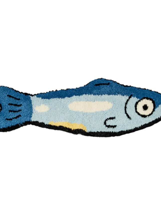 VIKAMA Salted Fish Shape Creative Carpet Imitation Cashmere Carpet Bedroom Bedside Rugs Waterproof Non-Slip Bathroom Floor Mat