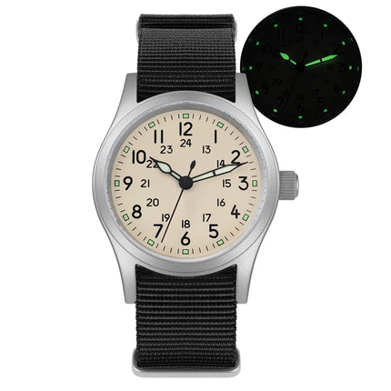 Militado Ml05 Vintage Field Watch VH31 Sweep Second Quartz Movement Sapphire Crystal High Clear AR Coating Luminous 38Mm Watches