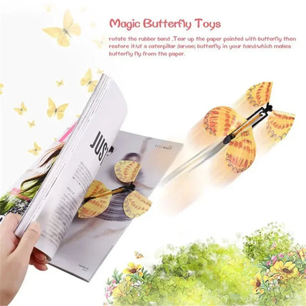 1/3/5/10pcs Magic Flying Butterfly Wind Up Butterfly Fairy Flying Toys Rubber Band Powered Bookmark Surprise Wedding Birthday