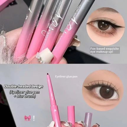 2 in 1 Punk Red Eyebrow Eyeliner GelPencil with Angled Brush Smudge-Proof Waterproof Smooth for Brow & Lying Silkworm Eye Makeup