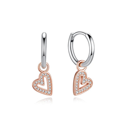 New 2026 Original 925 Sterling Silver Earrings For Women Piercing Hoop Love Heart Earings Rose Gold Wedding Gift Luxury Jewelry