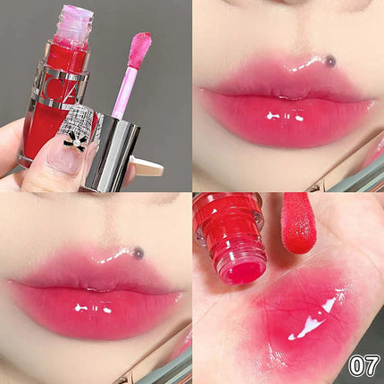 Cappuvini Peach Jelly Water Light Glass Gloss Lip Gloss Lasting Non-stick Waterproof Lip Plumping Moisturizing Lipgloss Makeup