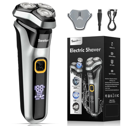 Sweker Electric Razor for Men Rechargeable Electric Shaver with Pop up Trimmer for Sideburns Trimmer Travel Lock IPX6 Waterproof