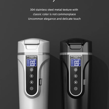 Electric kettle 12v/24v smart car heating cup touch screen thermos cup 450 ml car heating cup adjustable temperature