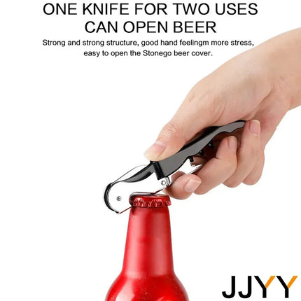JJYY Stainless Steel Wine Opener Professional Waiters Corkscrew Beer Bottle Opener and Foil Cutter Gift for Wine Lovers