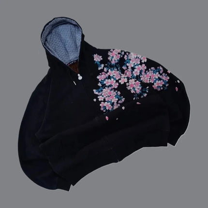 Y2K New Korean Fashion Simple Black Double-Sided Oversized Zipper Hoodie Female  Harajuku Gothic Casual Joker Couple Street Wear