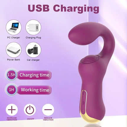 Double Clitoris Stimulator G-Spot Vibrator Powerful Tapping Fapping Finger Anal Dildo Vagina Massager Sex Toys for Women Adults
