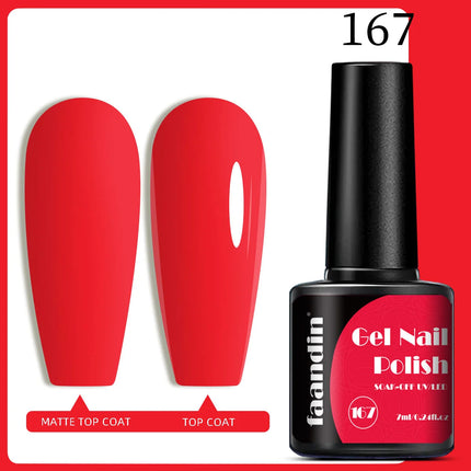 Faandin 7ml 1 Bottle, Solid Color Gel Nail Polish, Selected Red Nail Polish Gel, Uv Lamp Quick-Drying, Alcohol-Free, Full Color, Not Easy to Fade, High Saturation Color, Easy to Use, Can Be Used at Home, Essential Item for Fa