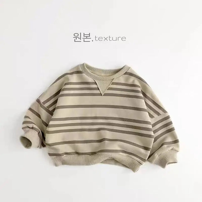 Autumn New Children Casual Striped Sweatshirt Baby Long Sleeve O-neck Tops Boys Girls Loose Sweatshirt Kids Pullover Clothes