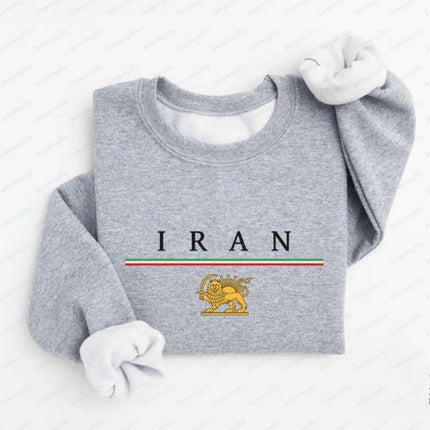 Iran Lion and Sun Sweatshirt Iranian Flag Crewneck Pullover Unisex Winter Clothes Women Y2k Clothes Streetwear Women Hoodie Tops