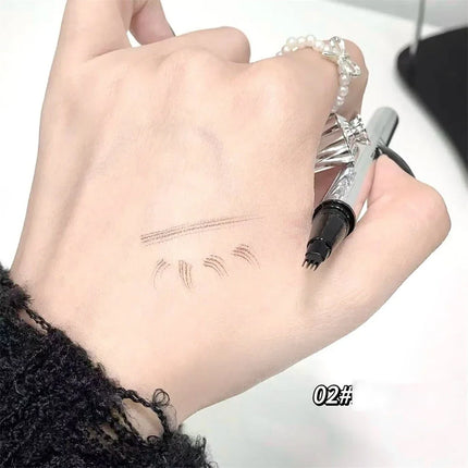 Waterproof Wild Eyebrow Pen 2/4 Separated Head Natural Brow Makeup Quick-Drying Creation of Ultra-Fine Lasting Liquid Eyebrow