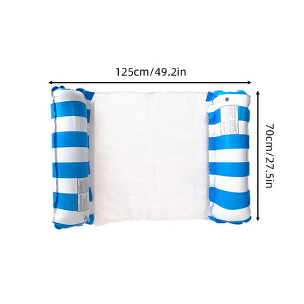 Striped Inflatable Water Hammock Float, Multi-Purpose Mesh Pool Lounger, Foldable Floating Bed, Beach and Summer Water Party Use