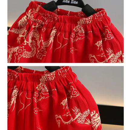 Short Sleeve Tops Shorts 2 Piece Set Boy Outfit Casual Kids Clothes Baby Tang Hanfu Suit Boys Costume Children's Sets Summer