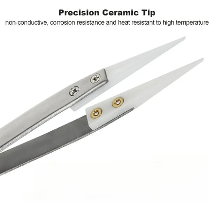 5/3/1pcs Ceramic Tip Labor-saving Electronic Soldering Tweezers, Anti-Static Reverse Acid Resistant Precision Chuck Tweezers