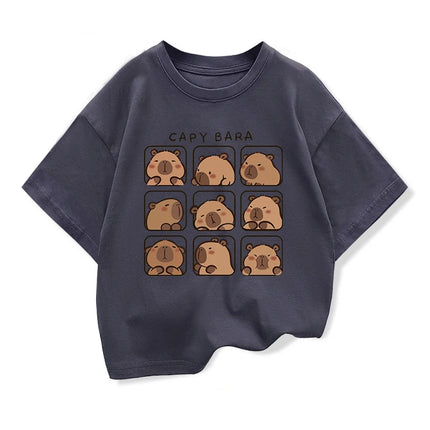 Capybara Kids Clothing Tees Summer Printed Cartoon Fashion Short Sleeve T-shirt Girls Loose Casual Tops T Shirts Crewneck