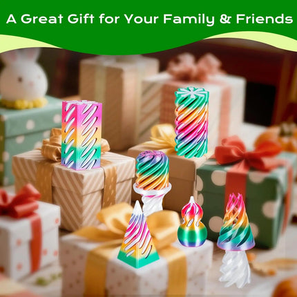 6 Pack Spiral Cone Fidget Toys 3D Printed Impossible Passthrough Pyramid Pillar Gourd Helix Screw Toys for Anxiety Relaxing
