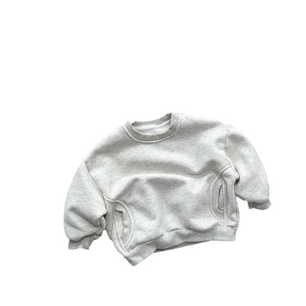 4750 Leisure Boy Fleece Sweater 2024 Winter New Korean Baby Boy's Sweatershirt Warm Coat Casual Pullover Tops
