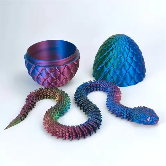 4pcs/set 3D printed snake surprise egg decoration, flexible joints, the best gift for 3D printing enthusiasts