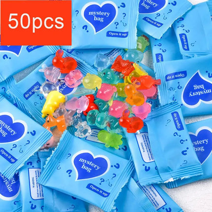 50pcs Mystery Bag of Glow in The Dark Resin Animal Toys, Surprise Mini Figure Set Includes Dogs & Bunnies, Individually Wrapped
