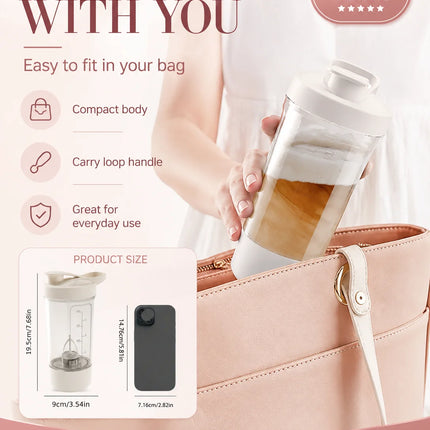 Portable Auto Stirring Cup, Transparent Measuring Electric Blender USB Charging for Milk Powder Smoothies