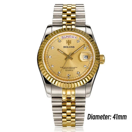 Holuns Luxury Classic 36/41mm Gold Men's Watches Japan MIYOTA Quartz Movt Stainless Steel Classic Business Wristwatch Waterproof