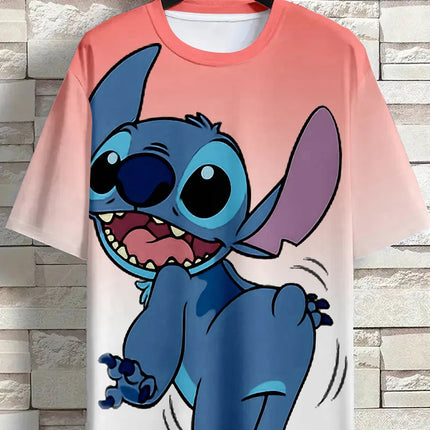 Men's Disney Lilo & Stitch 3D Funny Print T-shirt Casual Short Sleeve