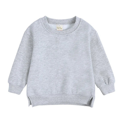 2024 New Autumn Girls Hoodies 9M-6T Kids Solid Colored Plush Pullover Children Boys Tops 9 Colors
