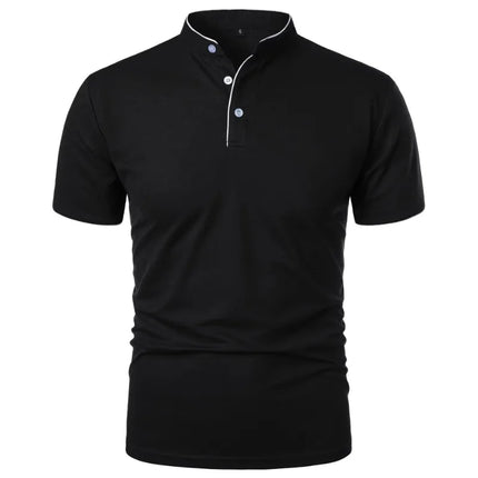 New Men's Short Sleeve Collar Polo Shirts Summer Solid Color Casual Polo Shirt Trendy Breathable Loose Basic Splice Oversize Top