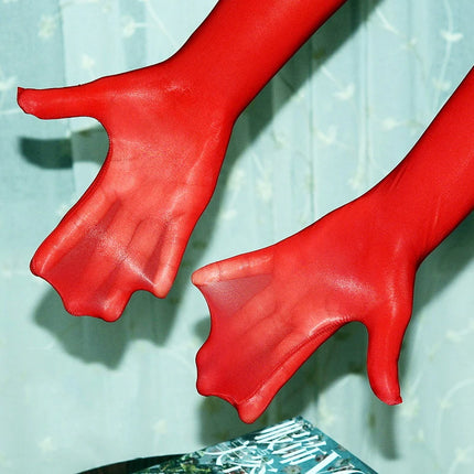 Sexy Glossy Thin Transparent Long Gloves Seamless Stockings High Elastic Solid Women Men Erotic Items Lace Oil Mittens